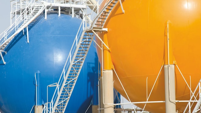 Gas storage tanks at Basrah Gas Company