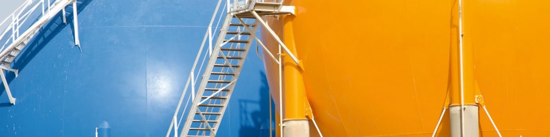 Gas storage tanks at Basrah Gas Company